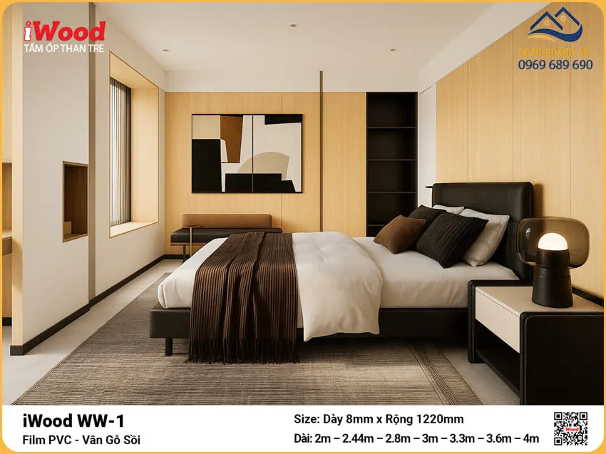 Tấm Ốp Đa Năng Sợi Than Tre Vân Gỗ Chống Xước Iwood WW-1