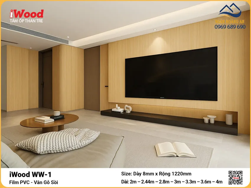Tấm Ốp Đa Năng Sợi Than Tre Vân Gỗ Chống Xước Iwood WW-1