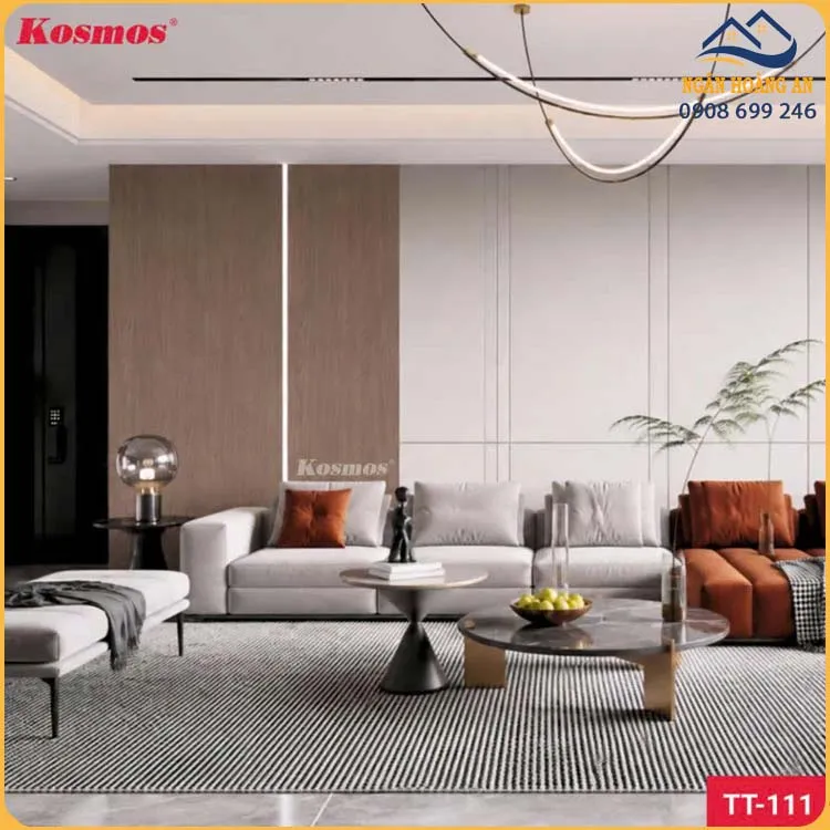 Tấm Ốp Sợi Than Tre Kosmos TT-111 PET Vân Gỗ Chống Xước Nâu Đậm