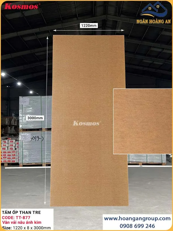Tấm Than Tre Kosmos TT-877 Vân Vải Nâu Ánh Kim