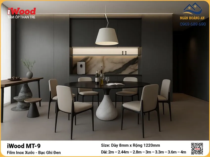 Ốp Tường Tấm Than Tre Vân Kim Loại  iWood MT-9