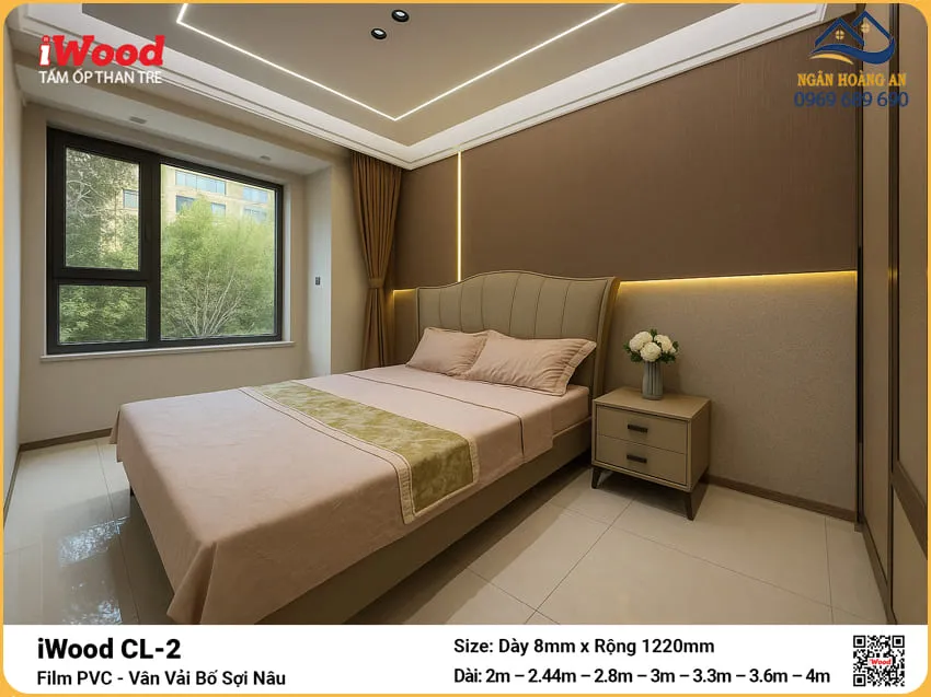 Tấm Ốp Than Tre Vân Vải Iwood CL-2