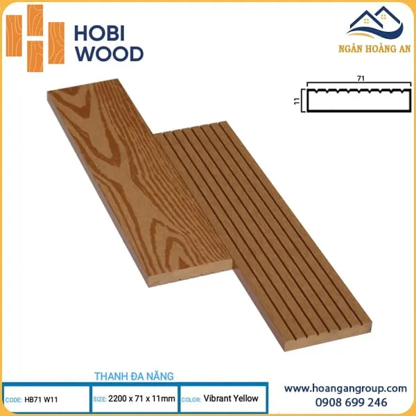 Thanh Đa Năng Gỗ Nhựa Ngoài Trời Hobi Wood HB71W11 Vibrant Yellow