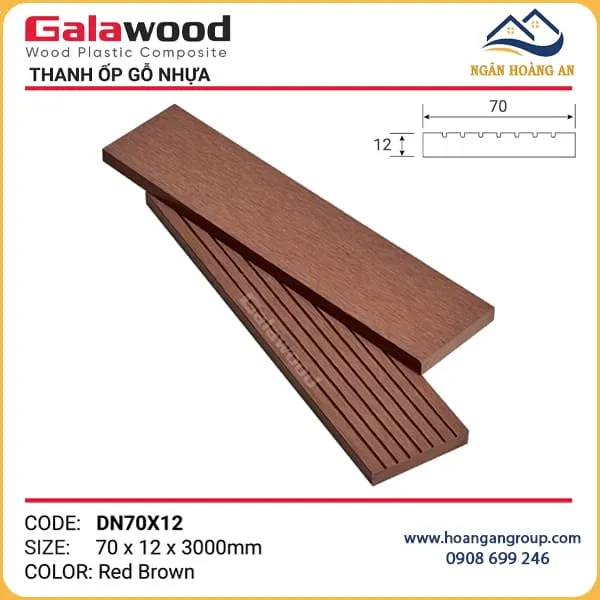 Thanh Đa Năng Gỗ Nhựa Ngoài Trời Galawood DN70X12 Red Brown