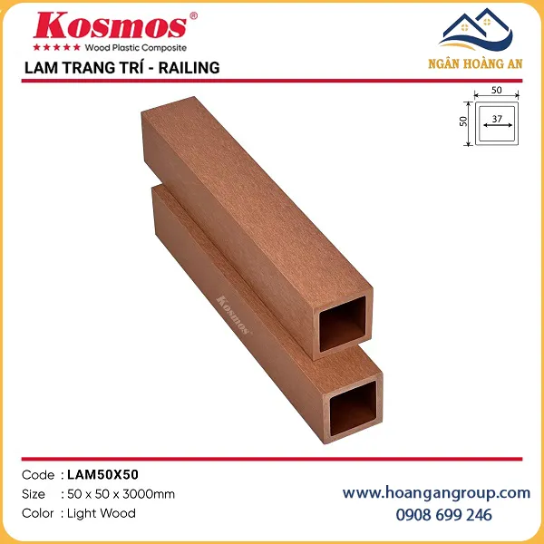 Thanh Lam Gỗ Nhựa Ngoài Trời Kosmos 50x50
