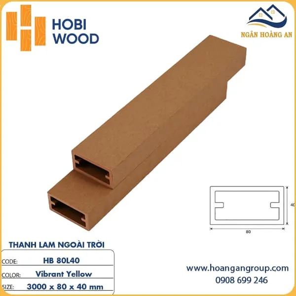 Thanh Lam Hộp Gỗ Nhựa Ngoài Trời Hobi Wood HB80L40 Vibrant Yellow