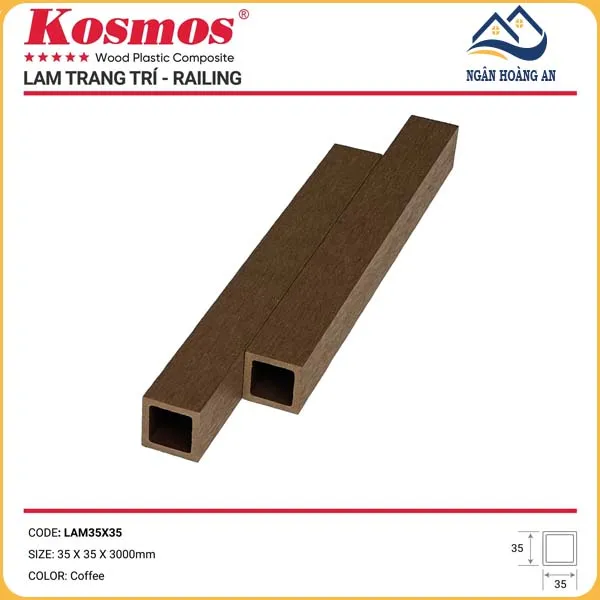 Thanh Lam Gỗ Nhựa Ngoài Trời Kosmos 35x35 Coffee