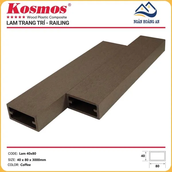 Thanh Lam Gỗ Nhựa Ngoài Trời Kosmos LAM80x40 Coffee