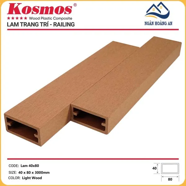 Thanh Lam Gỗ Nhựa Ngoài Trời Kosmos LAM80x40 Light Wood