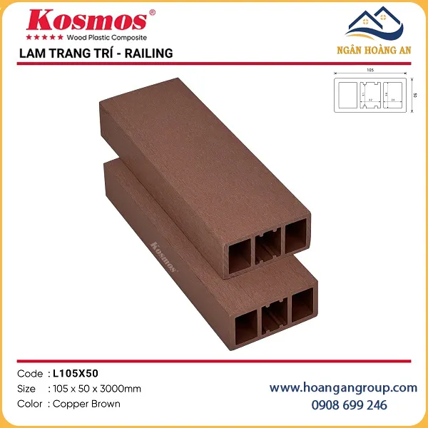 Thanh Lam Gỗ Nhựa Ngoài Trời Kosmos LAM105x50