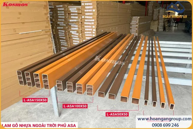Thanh Lam Hộp Gỗ Nhựa Phủ ASA Kosmos L-ASA25X50 Golden TeaK