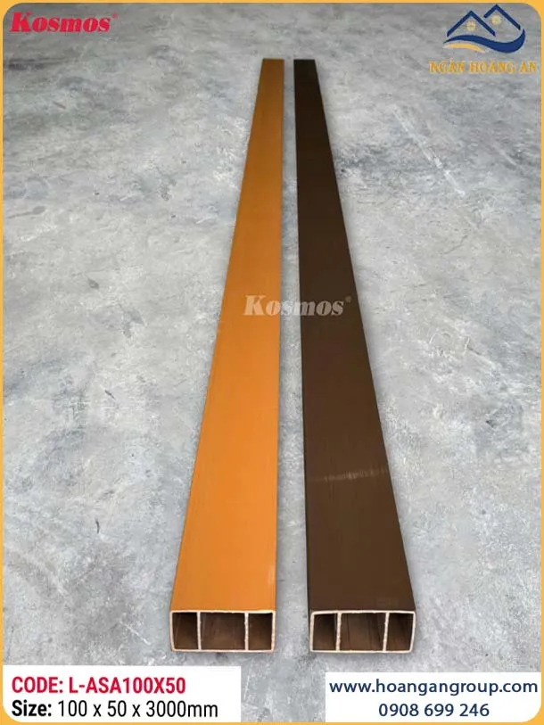 Lam Hộp Gỗ Nhựa Ngoài Trời Phủ ASA Kosmos L-ASA100X50 Golden Teak