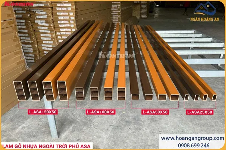 Thanh Lam Hộp Gỗ Nhựa Phủ ASA Kosmos L-ASA25X50 Golden TeaK