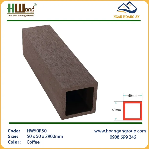 Thanh Lam Che Nắng Gỗ Nhựa Ngoài Trời Hwood HW50R50