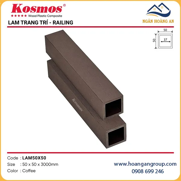 Thanh Lam Gỗ Nhựa Ngoài Trời Kosmos 50x50