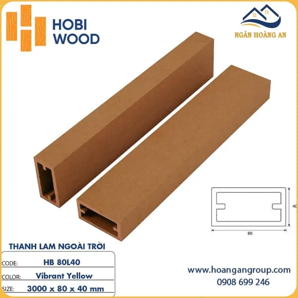 Thanh Lam Hộp Gỗ Nhựa Ngoài Trời Hobi Wood HB80L40 Vibrant Yellow