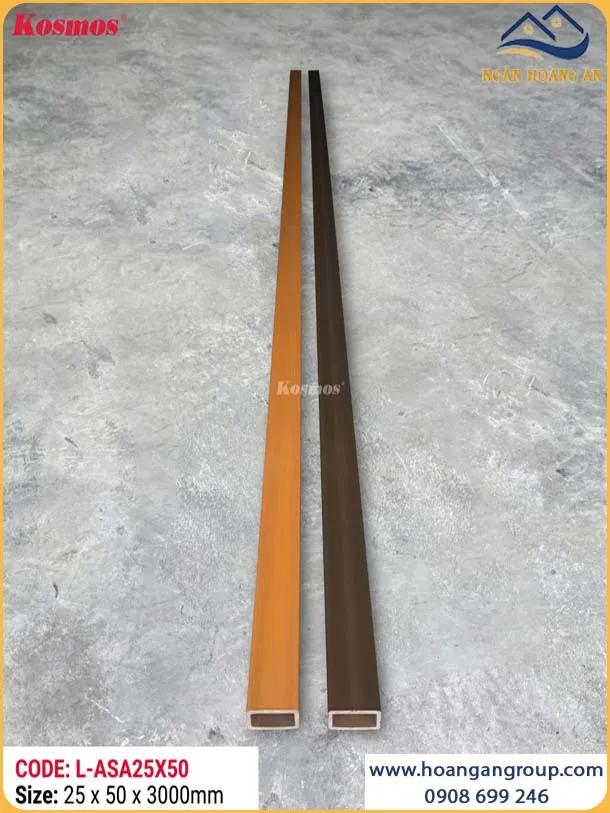 Thanh Lam Hộp Gỗ Nhựa Phủ ASA Kosmos L-ASA25X50 Golden TeaK