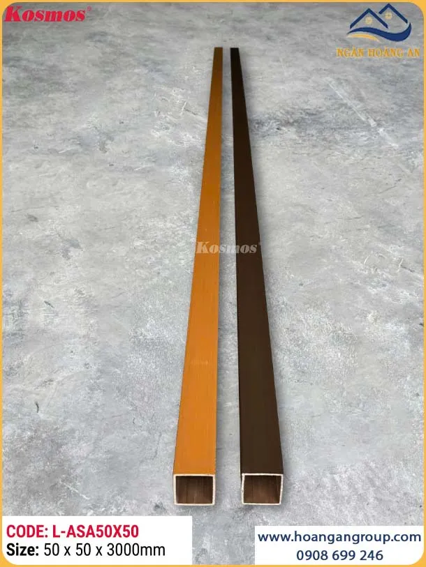 Lam Hộp Gỗ Nhựa Ngoài Trời Phủ ASA Kosmos L-ASA50X50 Golden Teak