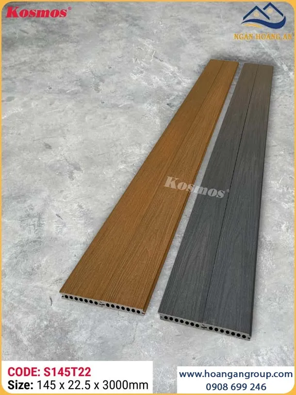 Sàn Gỗ Nhựa Lỗ Tròn 2 Lớp Phủ Polymer Kosmos S145T22 Silver Grey