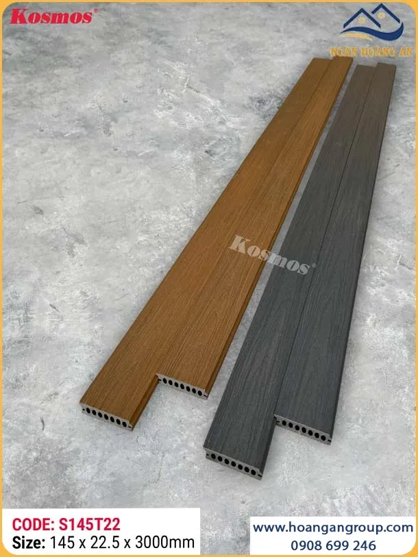 Sàn Gỗ Nhựa Lỗ Tròn 2 Lớp Phủ Polymer Kosmos S145T22 Silver Grey