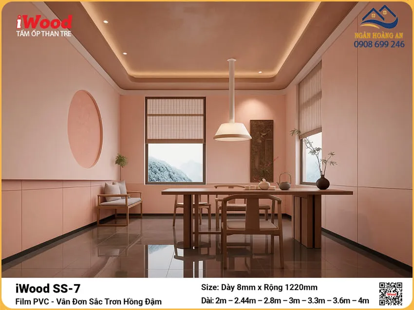 Tấm Ốp Đa Năng Sợi Than Tre Đơn Sắc Iwood SS-7