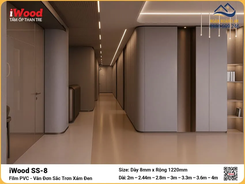 Tấm Ốp Đa Năng Sợi Than Tre Đơn Sắc Iwood SS-8