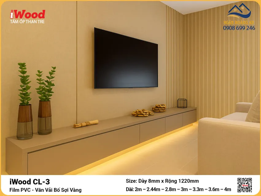 Tấm Ốp Than Tre Vân Vải Iwood CL-3
