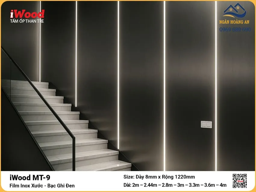 Ốp Tường Tấm Than Tre Vân Kim Loại  iWood MT-9