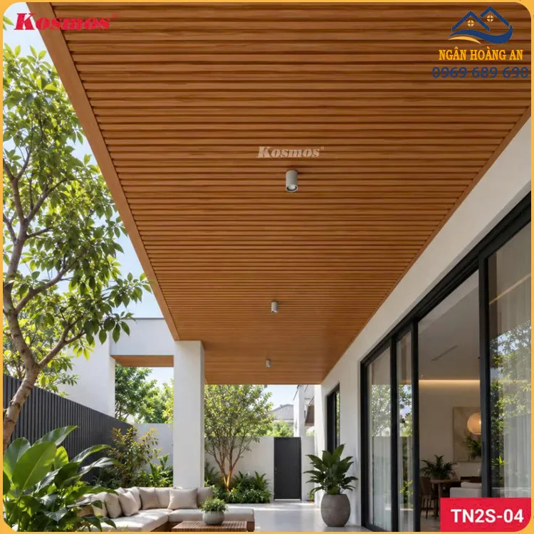 Trần Nhôm Lam 2 Sóng Cao Kosmos TN2S-04 Vân Gỗ Cam Cánh Gián
