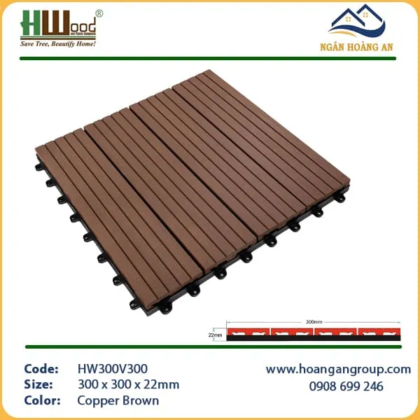 Vỉ gỗ nhựa lót sân vườn ngoài trời Hwood HW300V300