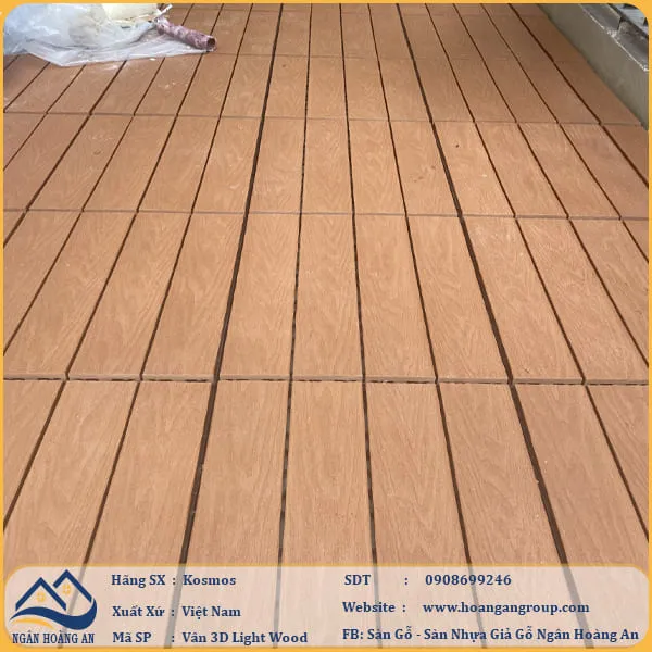Vỉ Gỗ Nhựa Ngoài Trời Kosmos Vân 3D Light Wood