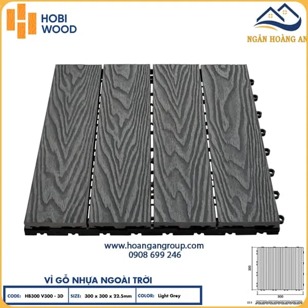 Vỉ Gỗ Nhựa Ngoài Trời Hobi Wood Vân 3D