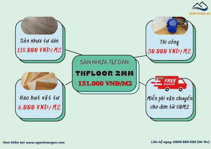 Bảng Giá Thi Công Hoàn Thiện Sàn Nhựa Tự Dán THFloor 2mm
