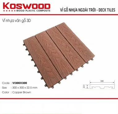 Vỉ Gỗ Nhựa Ngoài Trời Kosmos Vân 3D Copper Brown