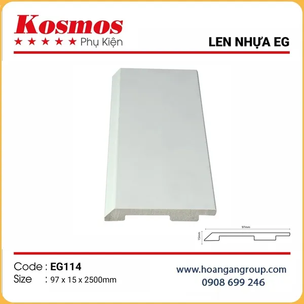 Len Chân Tường Nhựa PVC Màu Trắng Kosmos 97mm