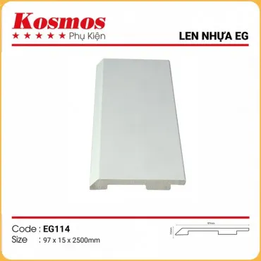 Len Chân Tường Nhựa Giả Gỗ Màu Trắng EG114 Cao 97mm