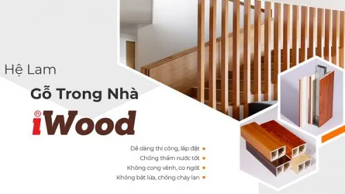 Lam Hộp Gỗ Nhựa Trang Trí Cầu Thang Iwood L50x100
