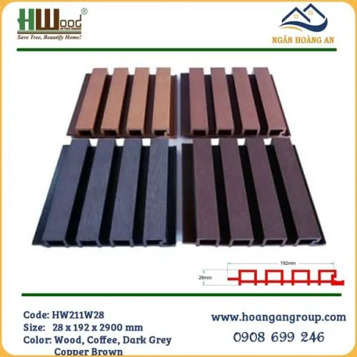Tấm Ốp Lam Sóng Gỗ Nhựa Ngoài Trời Hwood HW211W28