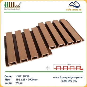 Ốp Trần Lam Sóng Gỗ Nhựa Ngoài Trời Hwood HW211W28 Wood