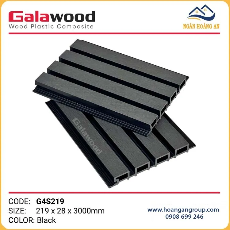 Lam Sóng Gỗ Nhựa Ngoài Trời Galawood G4S219 Black Lam Sóng Gỗ Nhựa Ngoài Trời Galawood G4S219 Black