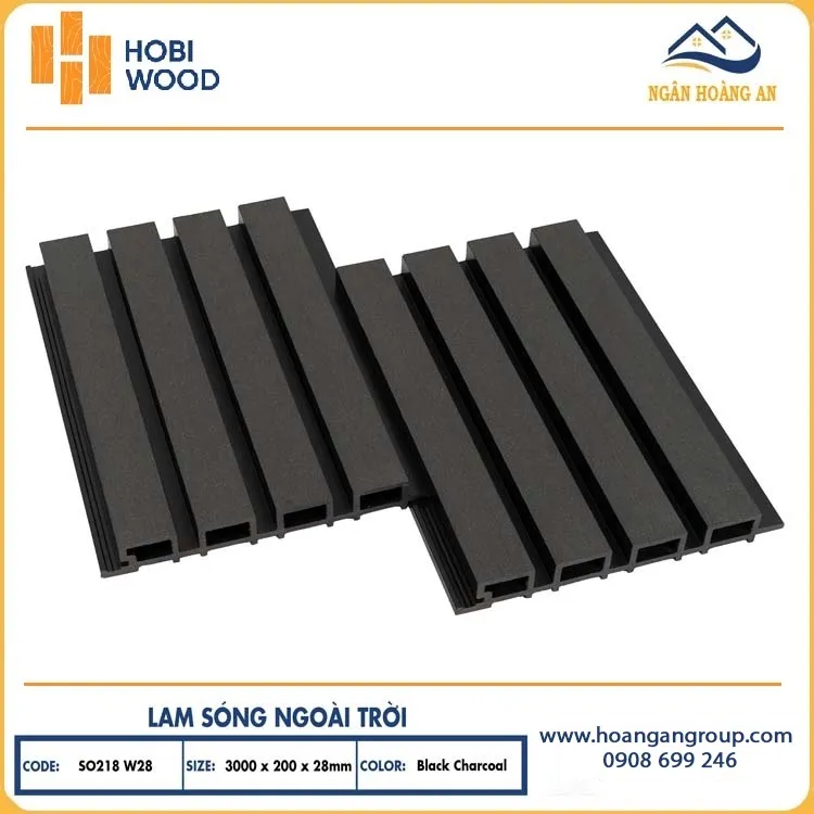 Lam Sóng Gỗ Nhựa Ngoài Trời Hobiwood SO218W28 Black Charcoal Lam Sóng Gỗ Nhựa Ngoài Trời Hobiwood SO218W28 Black Charcoal