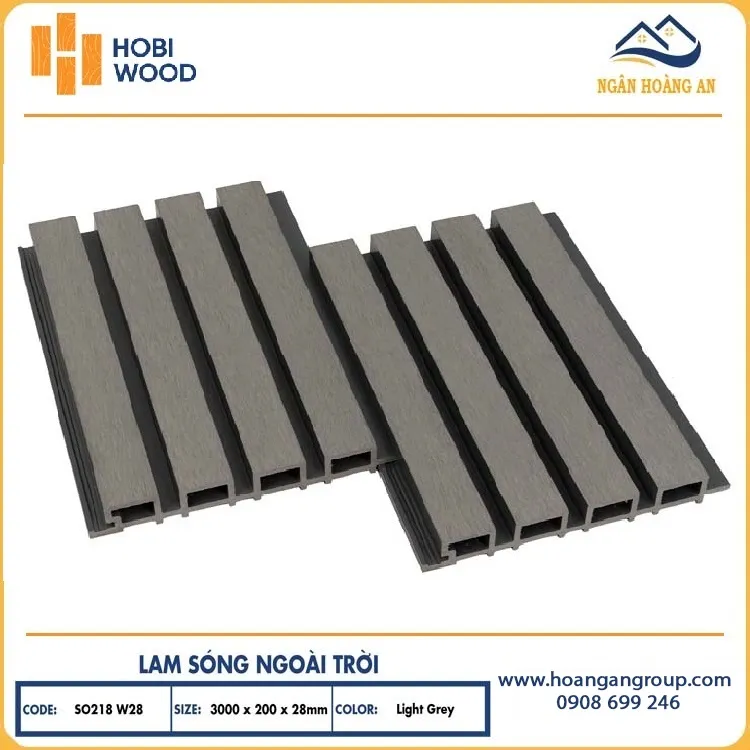 Tấm Ốp Lam Sóng Ngoài Trời Hobiwood SO218W28 Light Grey Tấm Ốp Lam Sóng Ngoài Trời Hobiwood SO218W28 Light Grey