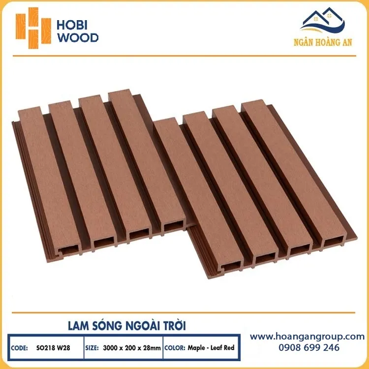 Lam Sóng Gỗ Nhựa Ngoài Trời Hobiwood SO218W28 Maple-Leaf Red Lam Sóng Gỗ Nhựa Ngoài Trời Hobiwood SO218W28 Maple-Leaf Red
