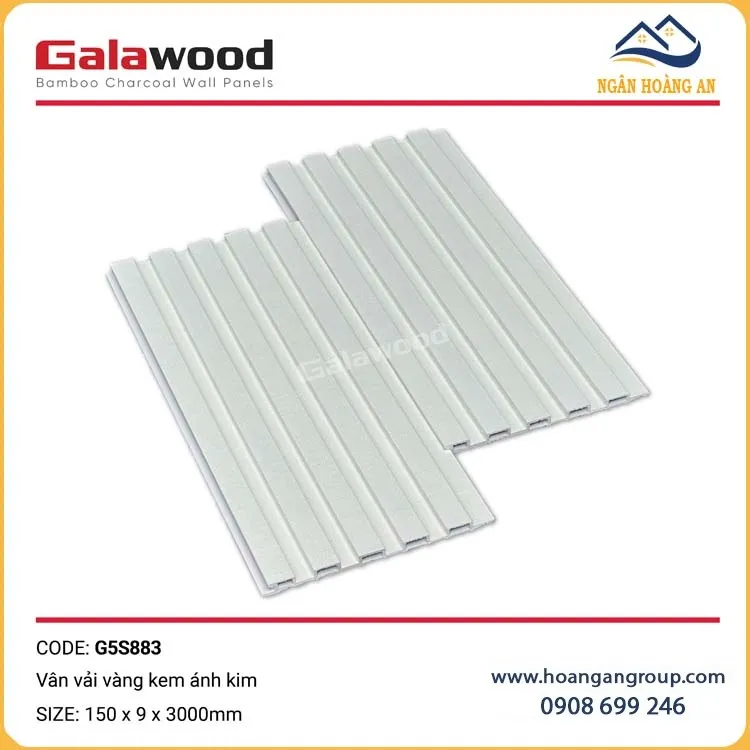 Lam Sóng Sợi Than Tre Vân Vải Vàng Kem Ánh Kim Galawood G5S883 Lam Sóng Sợi Than Tre Vân Vải Vàng Kem Ánh Kim Galawood G5S883