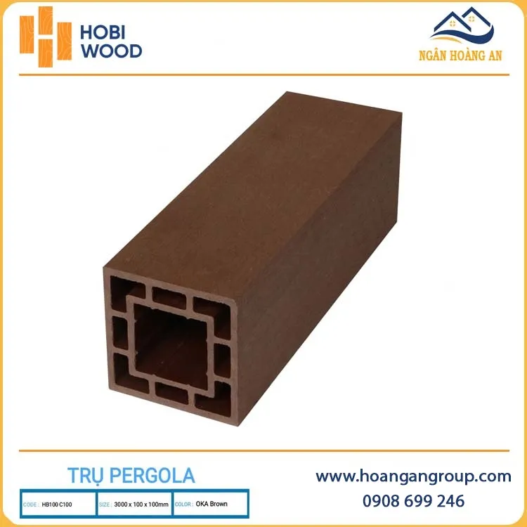Lam Trụ Pergola Giàn Hoa Ngoài Trời Hobiwood HB100C100 Oka Brown