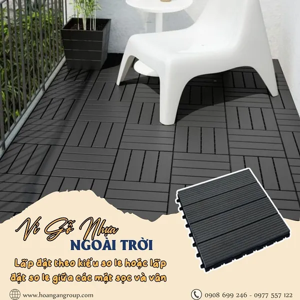 Thi Công Lắp Vỉ Gỗ Nhựa Ngoài Trời Theo Kiểu So Le