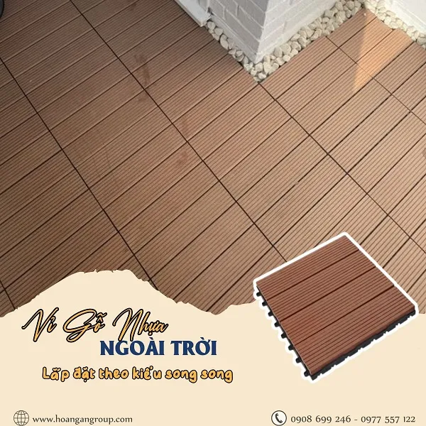 Thi Công Lót Vỉ Gỗ Nhựa Ngoài Trời Kiểu Song Song