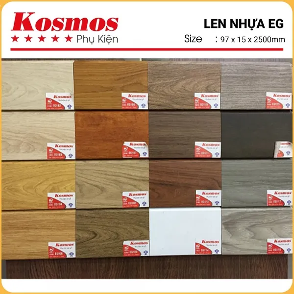 Len Chân Tường Nhựa Giả Gỗ Kosmos Cao 97mm Len Chân Tường Nhựa Giả Gỗ Kosmos Cao 97mm