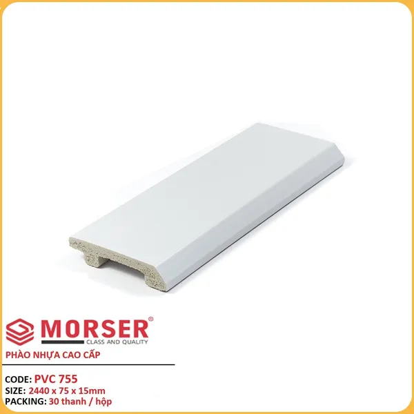 Len Chân Tường Nhựa Màu Trắng Morser 75mm Len Chân Tường Nhựa Màu Trắng Morser 75mm