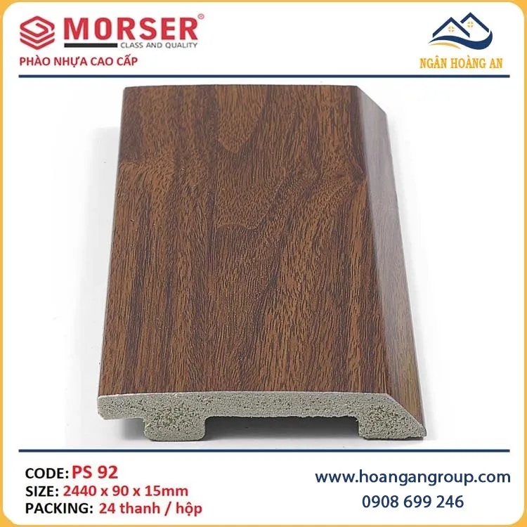 Len Chân Tường Nhựa Giả Gỗ Morser PS92 Cao 90mm